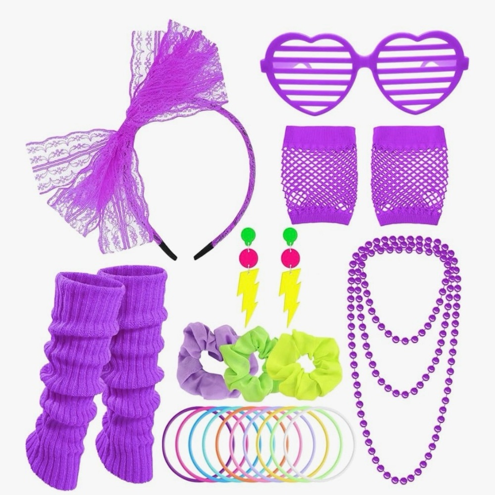 80s Accessories Set in Purple